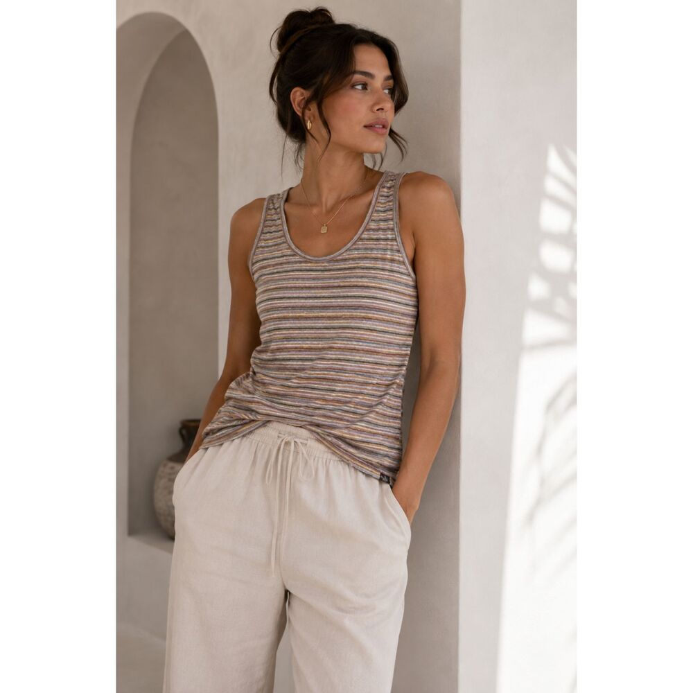 prAna Women’s Striped Tank Top Size L Multicolor Scoop Neck Boho Outdoor Casual